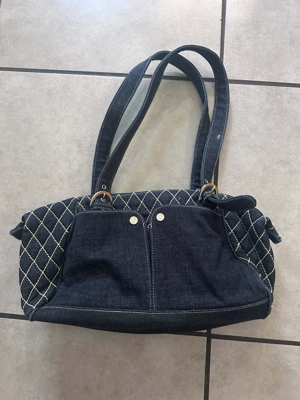 Vera Bradley Quilted Denim Diamond Stitch Shoulder Bag